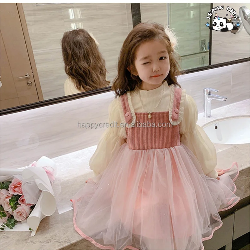 LEZONKIDS - Vestidos Tutu de Malha com Lantejoulas e Manga Longa de Fleece para Crianças e Meninas para o Outono